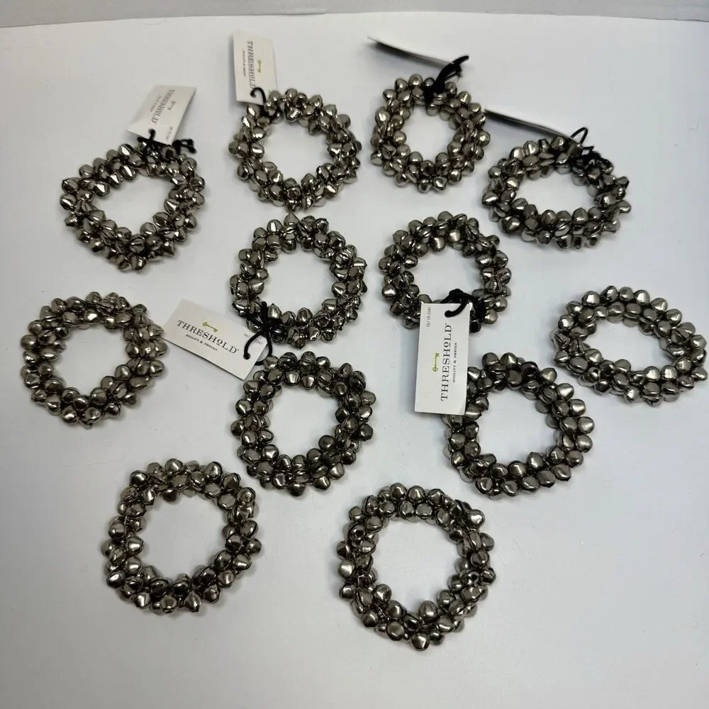 Threshold Target Mini Silver Jingle Bell Round Napping Holder Rings 1 Dozen